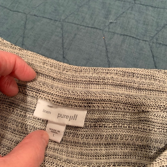 J Jill Striped Half Sleeve Buttton Linen Tunic - Picture 5 of 6